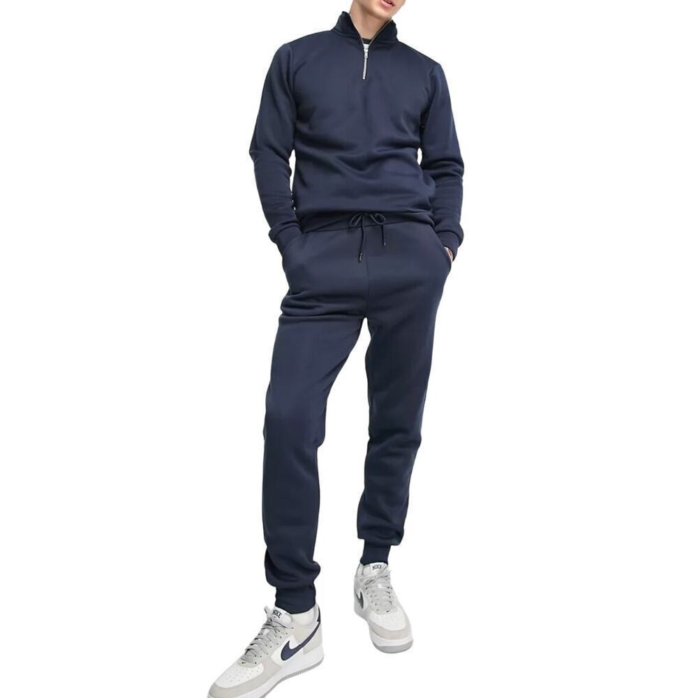 Don't Think Twice Half Zip Sweatshirt & Jogger Tracksuit Set in Navy, Size M​​​​